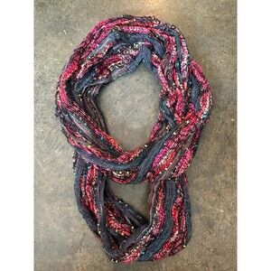 Y2K Textured Infinity Scarf Multicolor Chunky Knit Boho Grunge